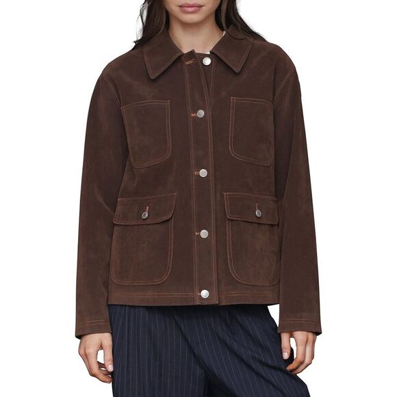 Avec Les Filles Jackets & Blazers - Avec Les Filles Womens Short Wool-Blend Barn Jacket, Brown